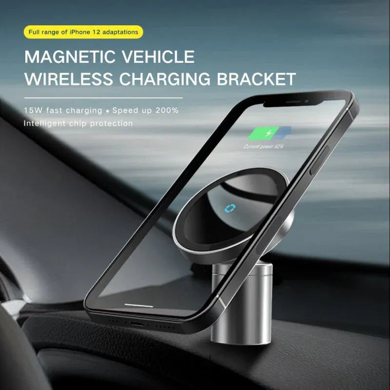 15W Magnetic Wireless Car Charger – Fast Charging Car Phone Mount for iPhone & Android