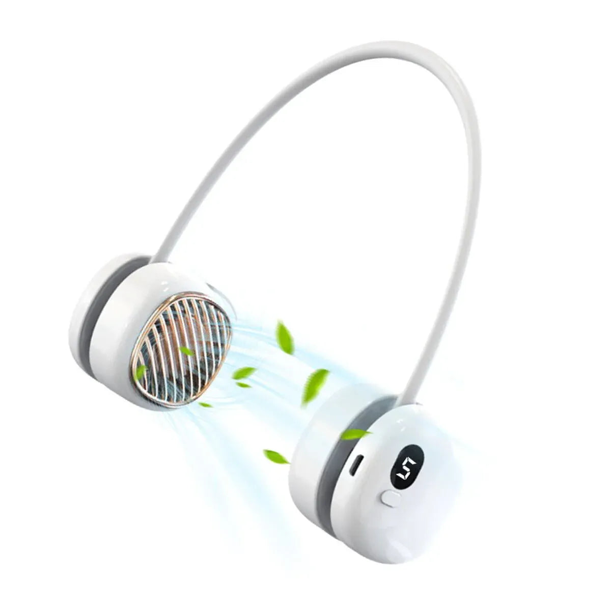 Portable Hanging Neck Fan 5 Speed Wearable Personal Fan Air Cooler Rechargeable