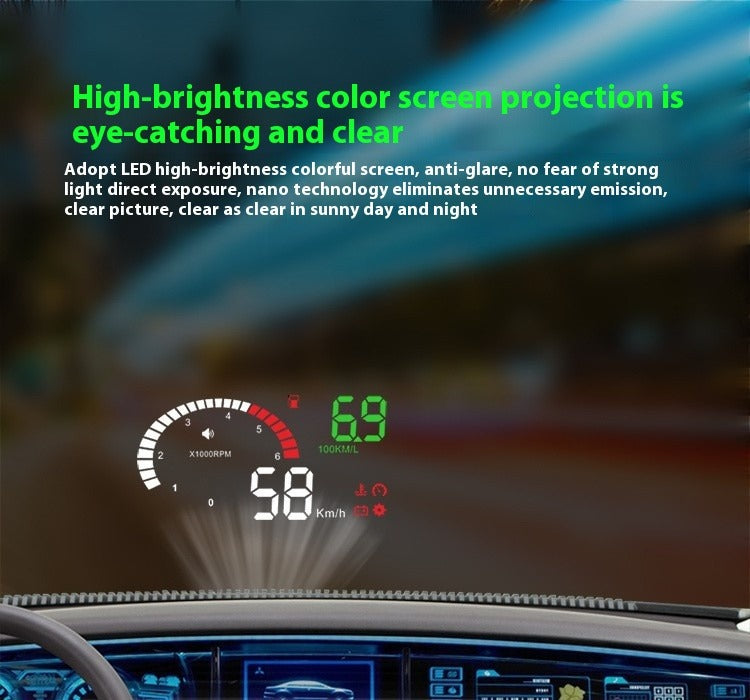 Car Mounted HUD Head Up Display Fuel Consumption Voltage Projector